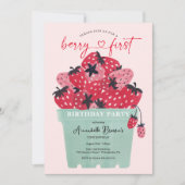 Berry First Birthday Party Einladung Strawberry (Vorderseite)