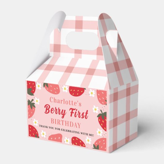 Berry First Birthday Party Einladung Strawberry F Geschenkschachtel (Vorderseite)