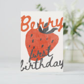 Berry First Birthday Party Invitation Einladung (Stehend Vorderseite)