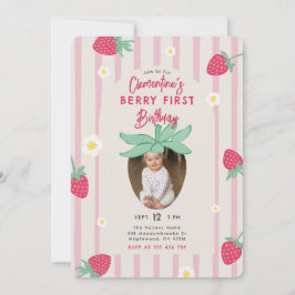 Berry First Birthday Party Invitation with Photo Einladung
