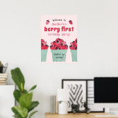 Berry First Birthday Party Poster Sign (Heimbüro)