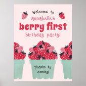 Berry First Birthday Party Poster Sign (Vorne)