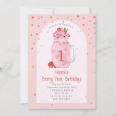 Berry First Birthday Party Smoothie Pink Einladung (Vorderseite)