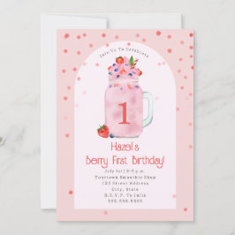 Berry First Birthday Party Smoothie Pink Einladung