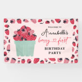 Berry First Birthday Party Strawberry Banner (Horizontal)