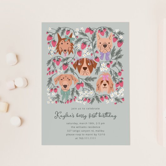 Berry First Birthday Party | Strawberry Dogs Einladung