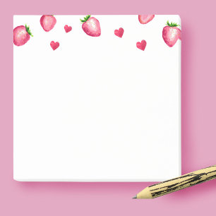 Berry First Birthday Party Strawberry Hearts Post-it Klebezettel
