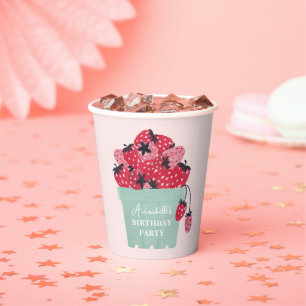 Berry First Birthday Party Strawberry Pappbecher