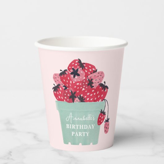 Berry First Birthday Party Strawberry Pappbecher (Vorderseite)