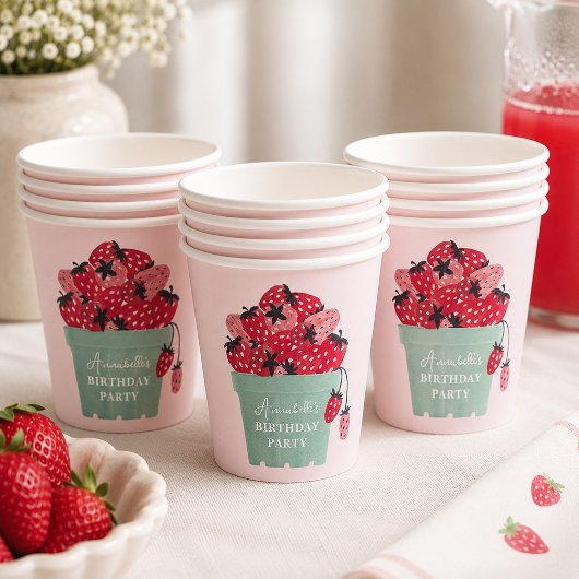 Berry First Birthday Party Strawberry Pappbecher