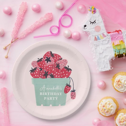 Berry First Birthday Party Strawberry Pappteller (Party)