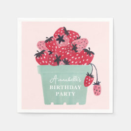 Berry First Birthday Party Strawberry Serviette