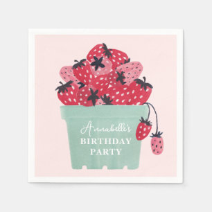 Berry First Birthday Party Strawberry Serviette