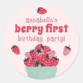 Berry First Birthday Party Strawberry Stickers (Vorderseite)