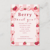 Berry First Birthday Photo Bow Thank You Card (Vorderseite)