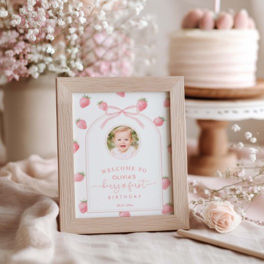 Berry First Birthday Photo Welcome Poster