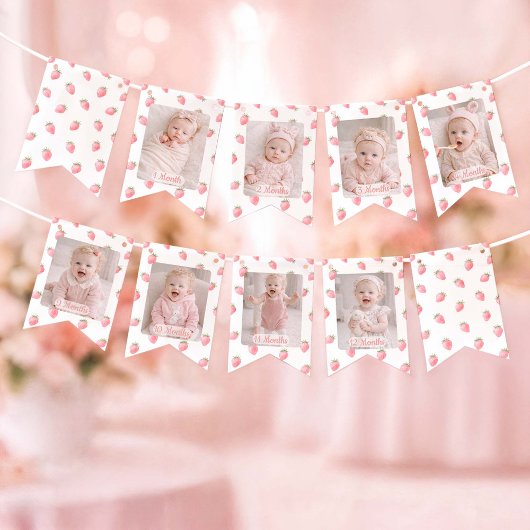 Berry First Birthday Photo Wimpelkette