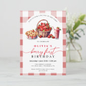 Berry First Birthday Picknham Einladung (Stehend Vorderseite)