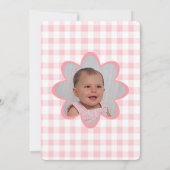 Berry First Birthday Pink Gingham Photo Invitation Einladung (Rückseite)