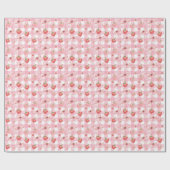 Berry first birthday pink gingham strawberry gift geschenkpapier (Flach)