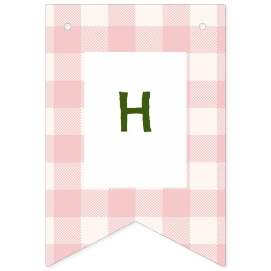 Berry First Birthday Pink & Kariert Bunting Flag Wimpelkette (Zweite Fahne)