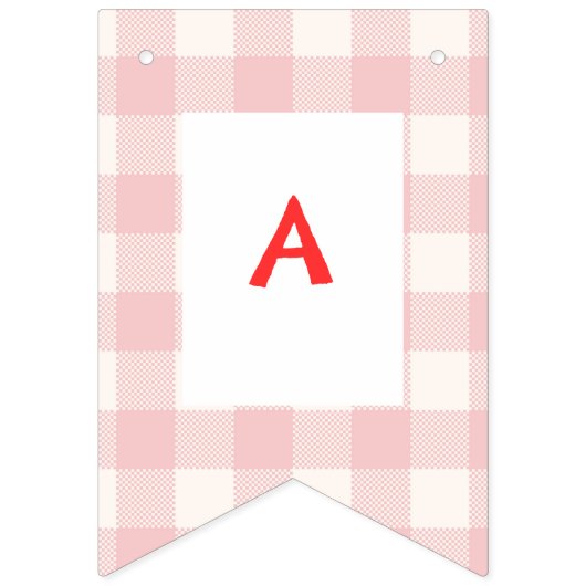 Berry First Birthday Pink & Kariert Bunting Flag Wimpelkette (Dritte Fahne)