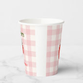 Berry First Birthday Pink & Kariert Paper Cups Pappbecher (Links)