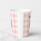 Berry First Birthday Pink & Kariert Paper Cups Pappbecher (Rechts)