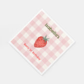 Berry First Birthday Pink & Kariertes Party Napkin Serviette (Ecke)