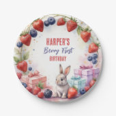 Berry First Birthday Plate mit Bunny und Geschenke Pappteller (Vorderseite)