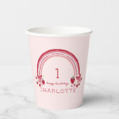 Berry First Birthday Rainbow Strawberry Bows Pappbecher (Vorderseite)