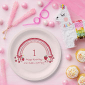 Berry First Birthday Rainbow Strawberry Bows Pappteller (Party)