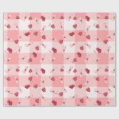 Berry First Birthday Red Gingham Bows Geschenkpapier (Flach)