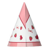 Berry First Birthday Red Gingham Bows Party Hat Partyhütchen (Rückseite)