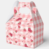 Berry First Birthday Red Gingham Bows Square Geschenkschachtel (Rückseite)