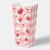 Berry First Birthday Red Gingham Bows Square Geschenkschachtel (Rückseite)