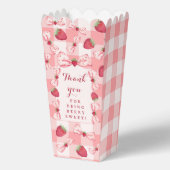 Berry First Birthday Red Gingham Bows Square Geschenkschachtel (Vorderseite)