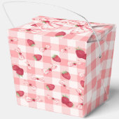 Berry First Birthday Red Gingham Bows Square Geschenkschachtel (Rückseite)