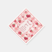 Berry First Birthday Red Gingham Strawberry Bows Serviette (Ecke)