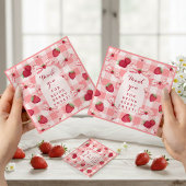 Berry First Birthday Red Gingham Strawberry Bows Serviette