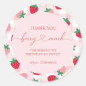 Berry First Birthday Round Sticker Labels (Vorderseite)