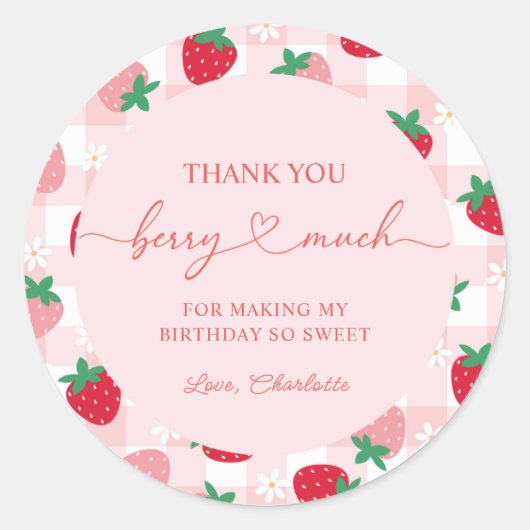Berry First Birthday Round Sticker Labels (Vorderseite)