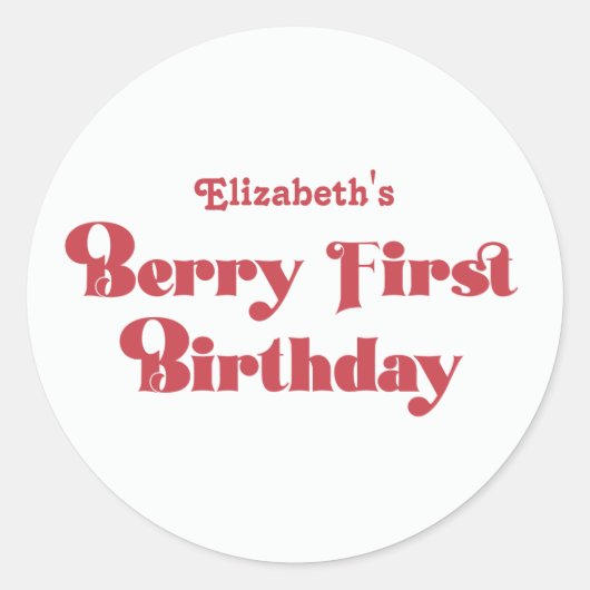 Berry First Birthday Runder Aufkleber (Vorderseite)