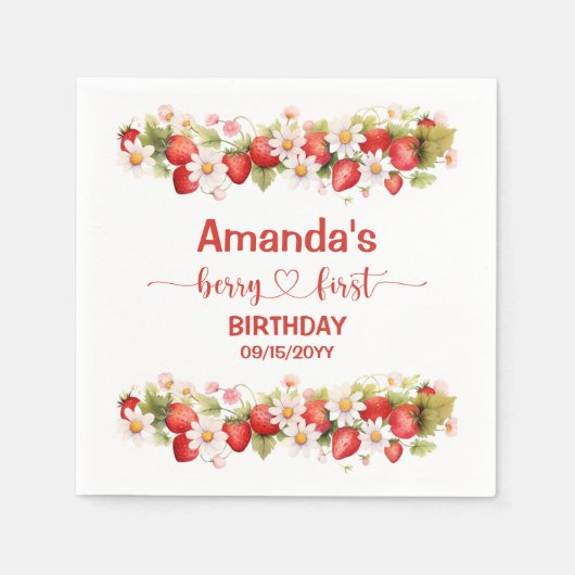 Berry First Birthday Serviette (Vorderseite)
