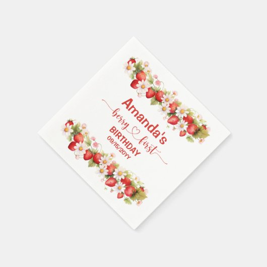 Berry First Birthday Serviette (Ecke)