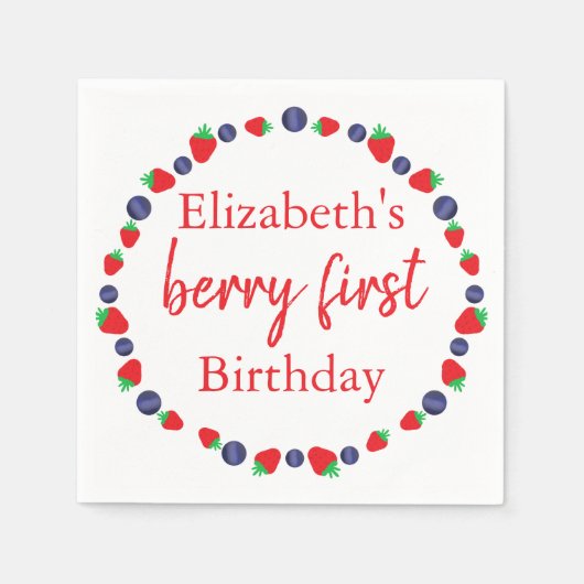 Berry First Birthday Serviette (Vorderseite)