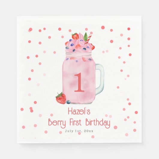 Berry First Birthday Smoothie Serviette (Vorderseite)