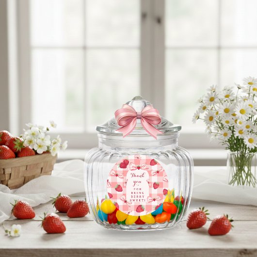 Berry First Birthday Stickers Red Gingham Bows