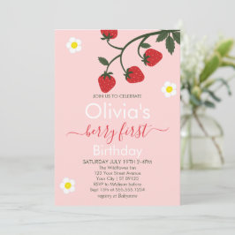 Berry First Birthday Strawberry 1. Geburtstag Einladung