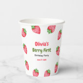 Berry First Birthday Strawberry 1. Geburtstag Pappbecher (Rückseite)